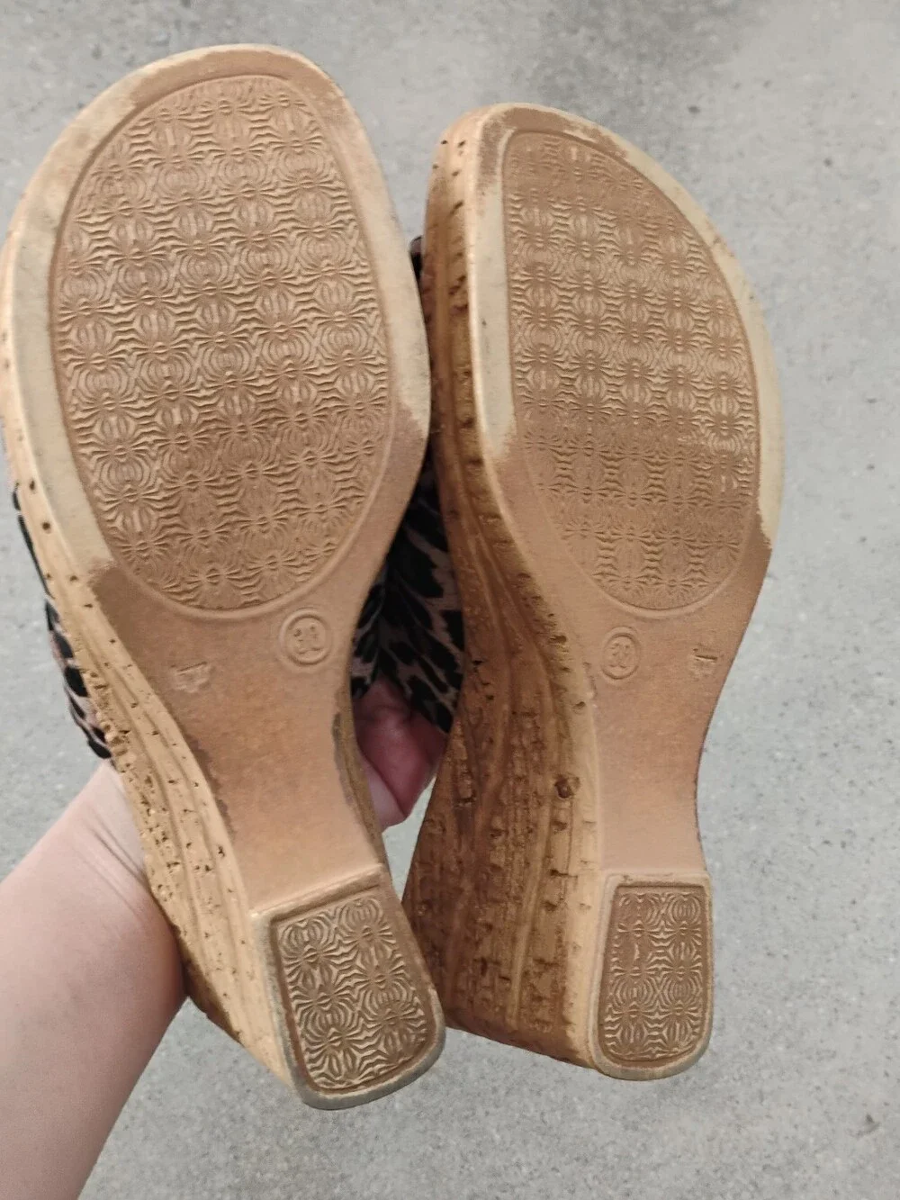 Onex Leopard-Print Cork Wedge Slides - Black, Brown & Tan